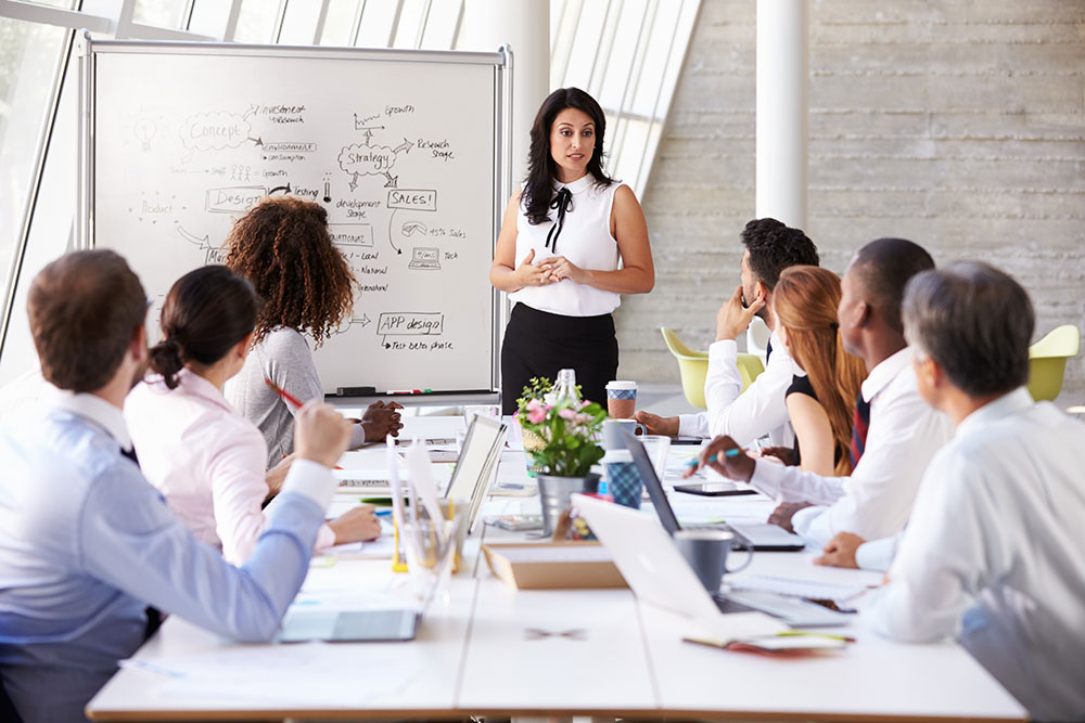 Business woman presenting at a meeting