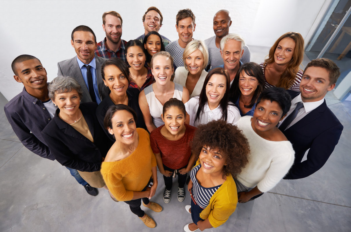 High angle shot of a diverse group of business professionals